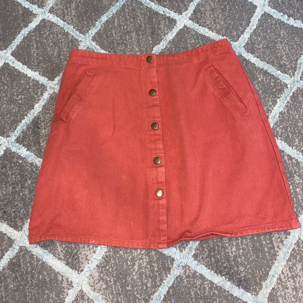 Orange/red button up skirt